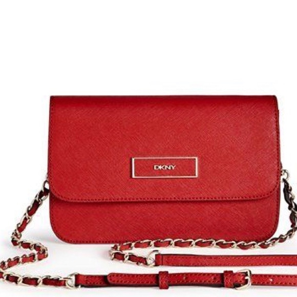 🛍 DKNY Saffiano Leather Small Flat Crossbody - Picture 1 of 4